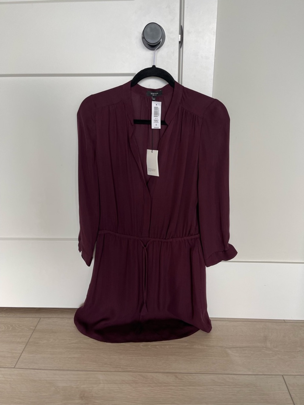 Babaton Burgundy V-Neck Drawstring Tunic